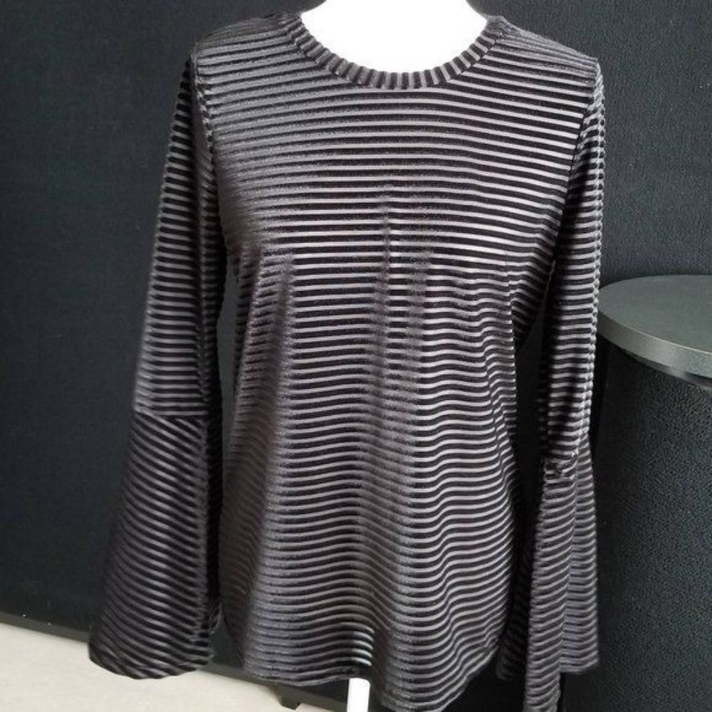 Michael Kors Burn Out Stripe Flare Sleeve Top Size Medium